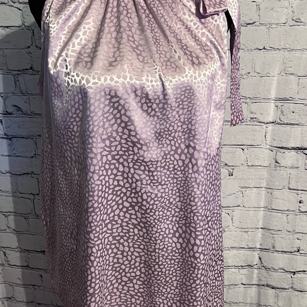 First ❤️Love by Lovelyn lavender leopard mock neck tie design sleeveless  small - Picture 2 of 13